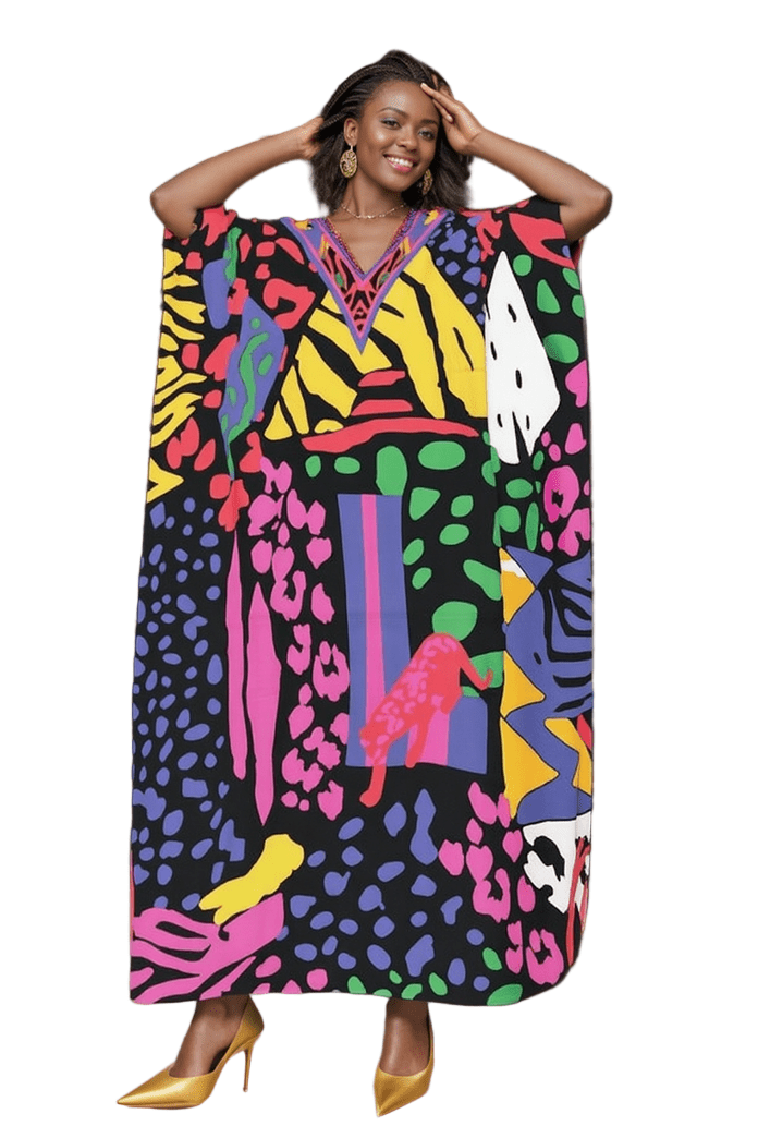 knee length dresses for ladies Women's Comfy Kaftan Dress with Headwrap