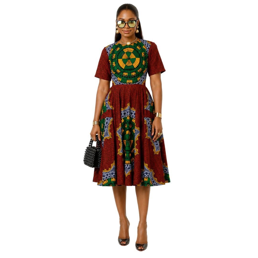 african midi dress MARIAMA PRINT 90s dress vintage dress Style:Black Lobelia Feel free to start Memphis Wedding Dress |
