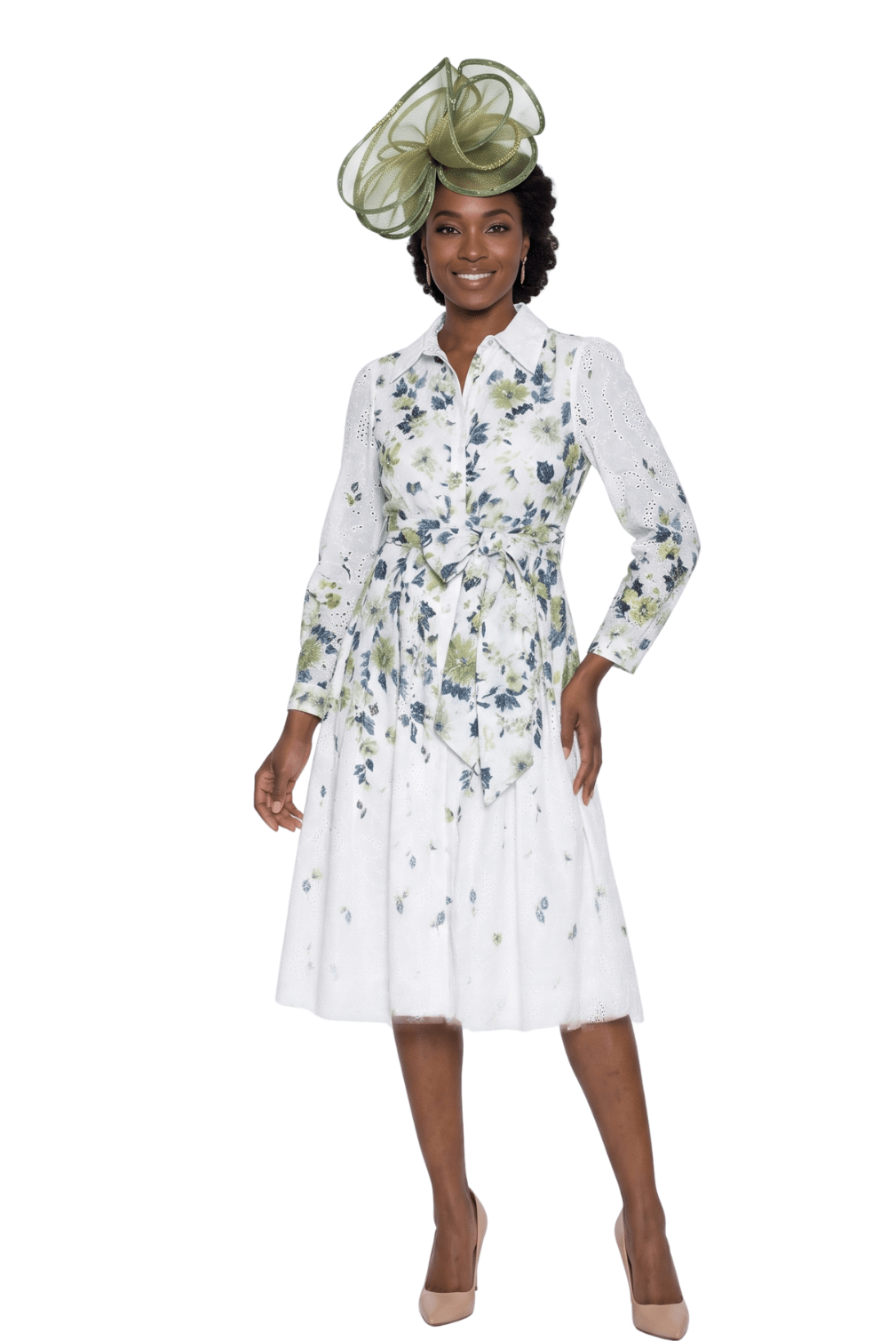 lily and taylor white dresses Floral Waist Tie Midi Dress by Lily and Taylor