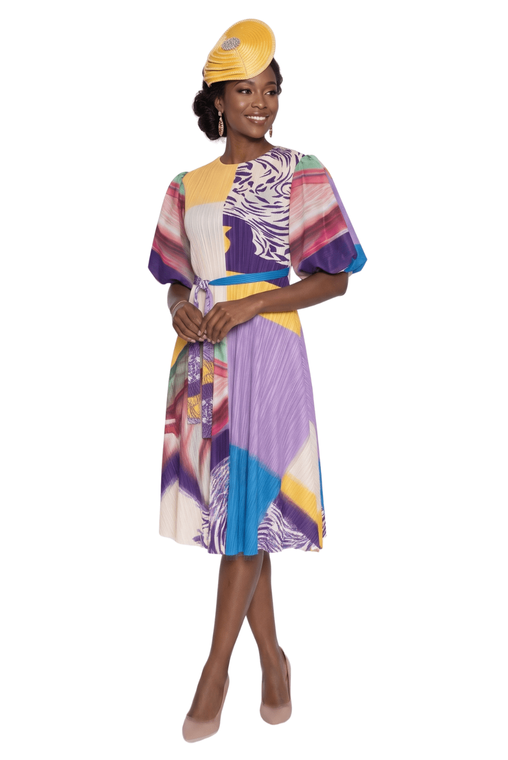 printed pleated midi dress Abstract Print Pleated Midi Dress Lily and Taylor