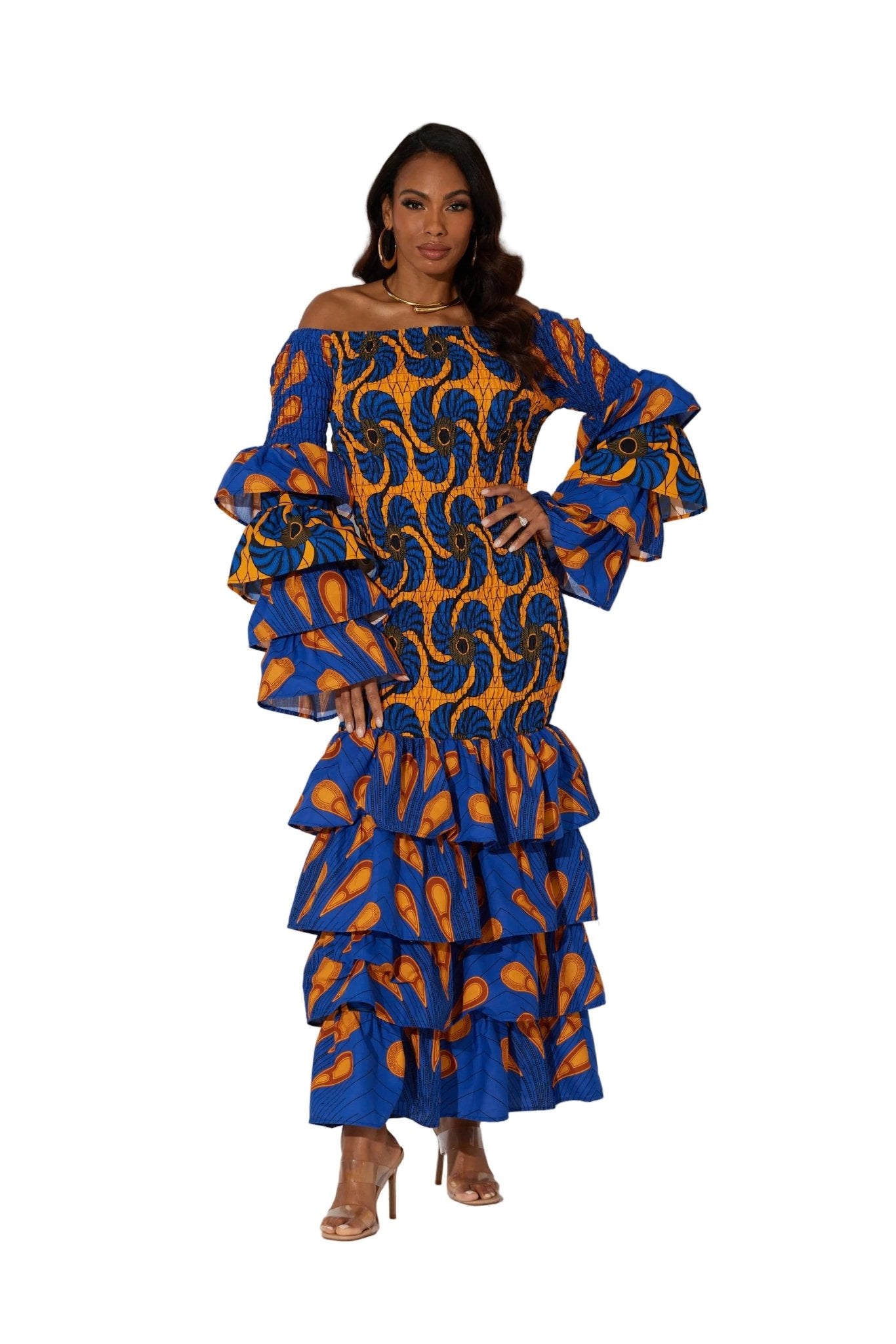 off the shoulder mixed print maxi dress Ravishing by Studio EY Sartoria vintage Modern Design Dressing Table Size:M - (8-10) Buy Ravishing Mixed Print
