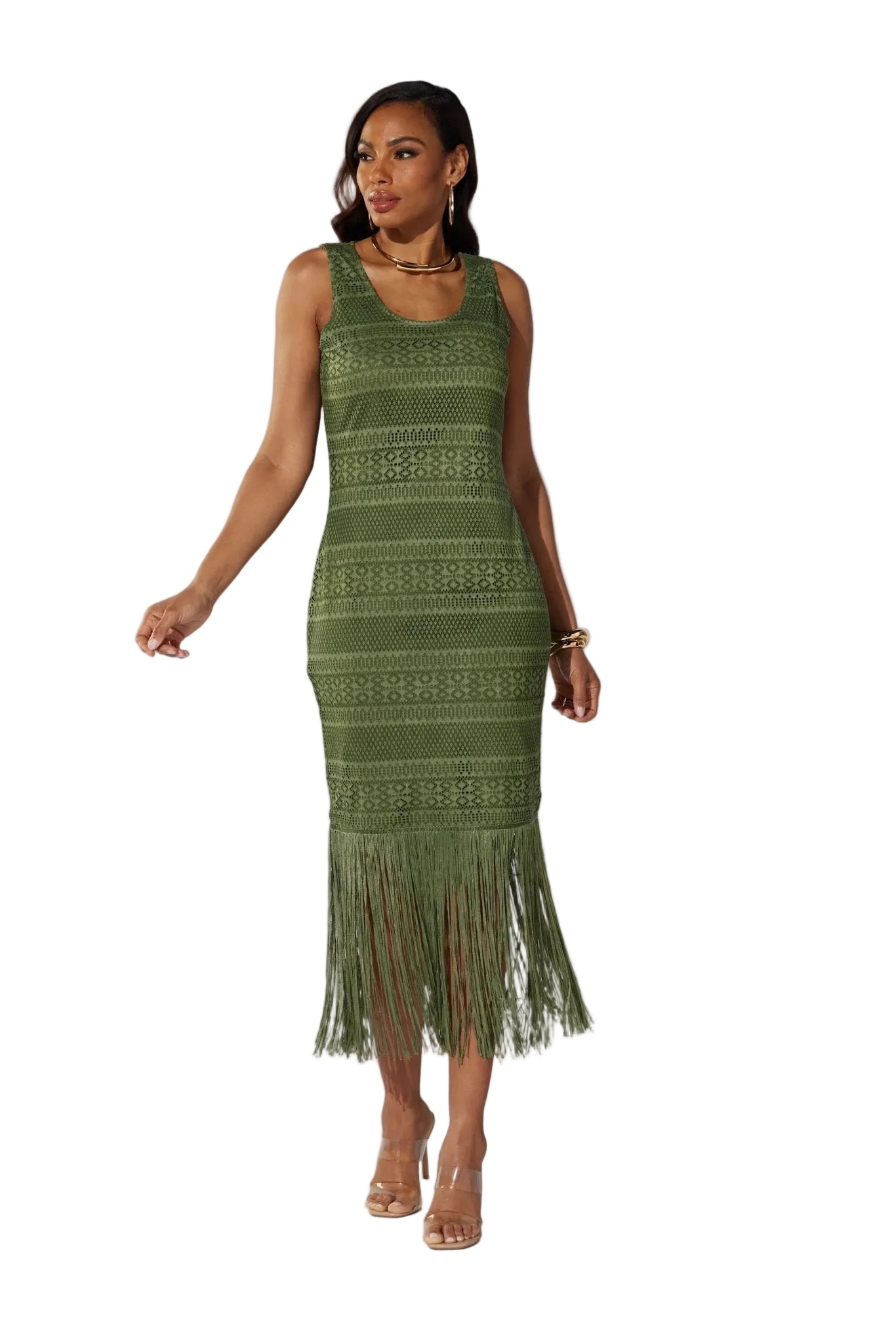Aztec Fringe Midi Dress by Studio EY