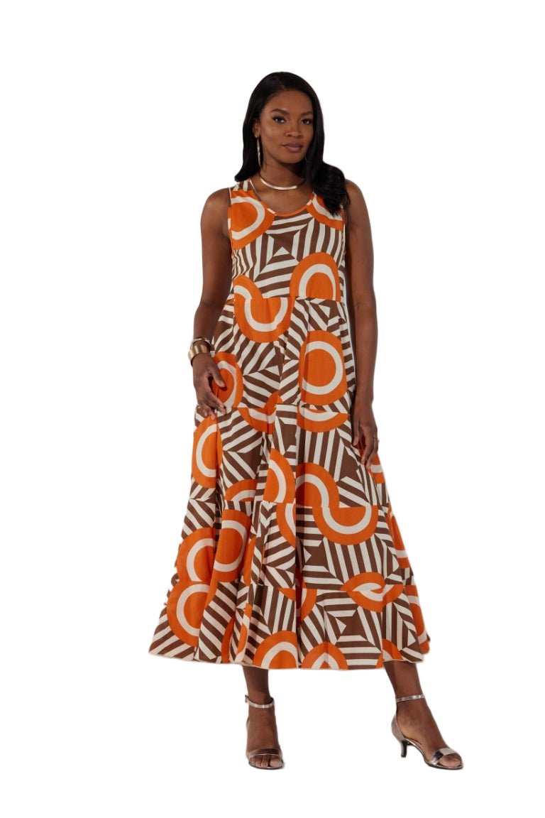 Authentic Geo Print Maxi Dress – Especially Yours Orange Multi U0686 / 2X