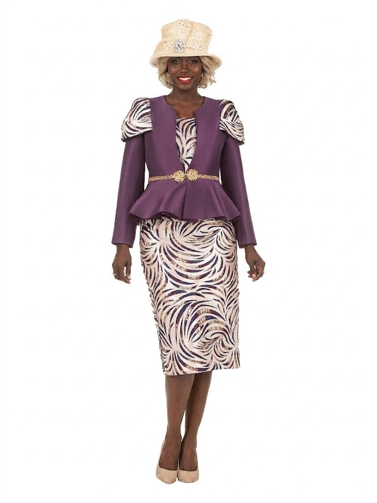 3pc Silky Twl+Brcd Skt Suit w/ Gold Waist Dtl - Especially Yours