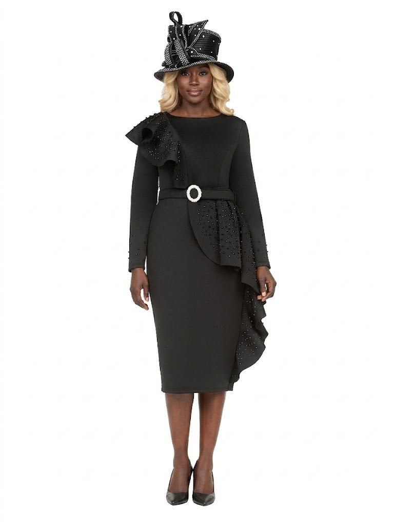 Scuba Belted Shift Drs w/ Rfls and Faux Pearls - Especially Yours