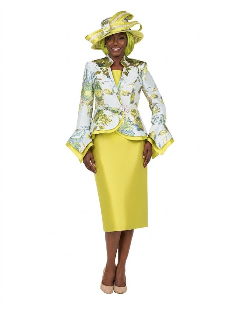 Floral Brocade 3pc Skirt Suit w/ Peplum Jkt - Plus - Especially Yours