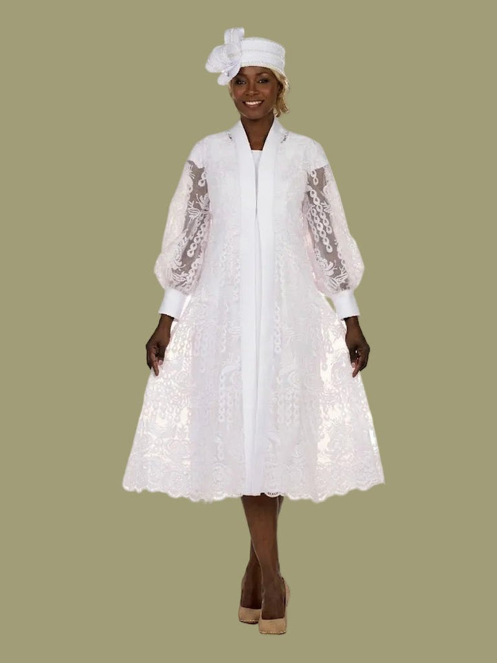 2pc Midi Dress w/ Sheer Lace Overlay Jacket - Plus - Especially Yours