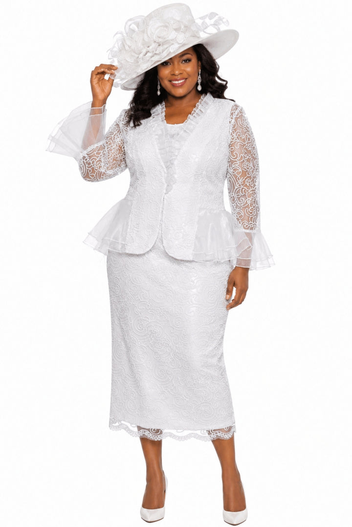 3pc Lace Suit w/ Organza Ruffles-Plus