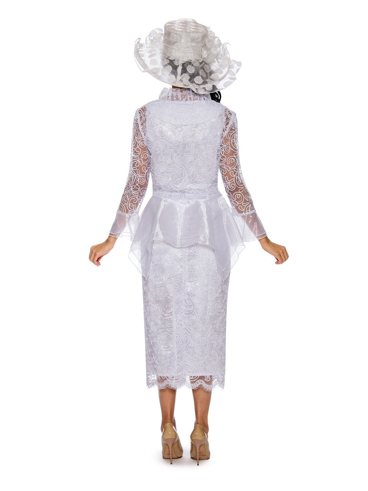 3pc Lace Suit w/ Ruffled Neckline & Organza Trim - Especially Yours