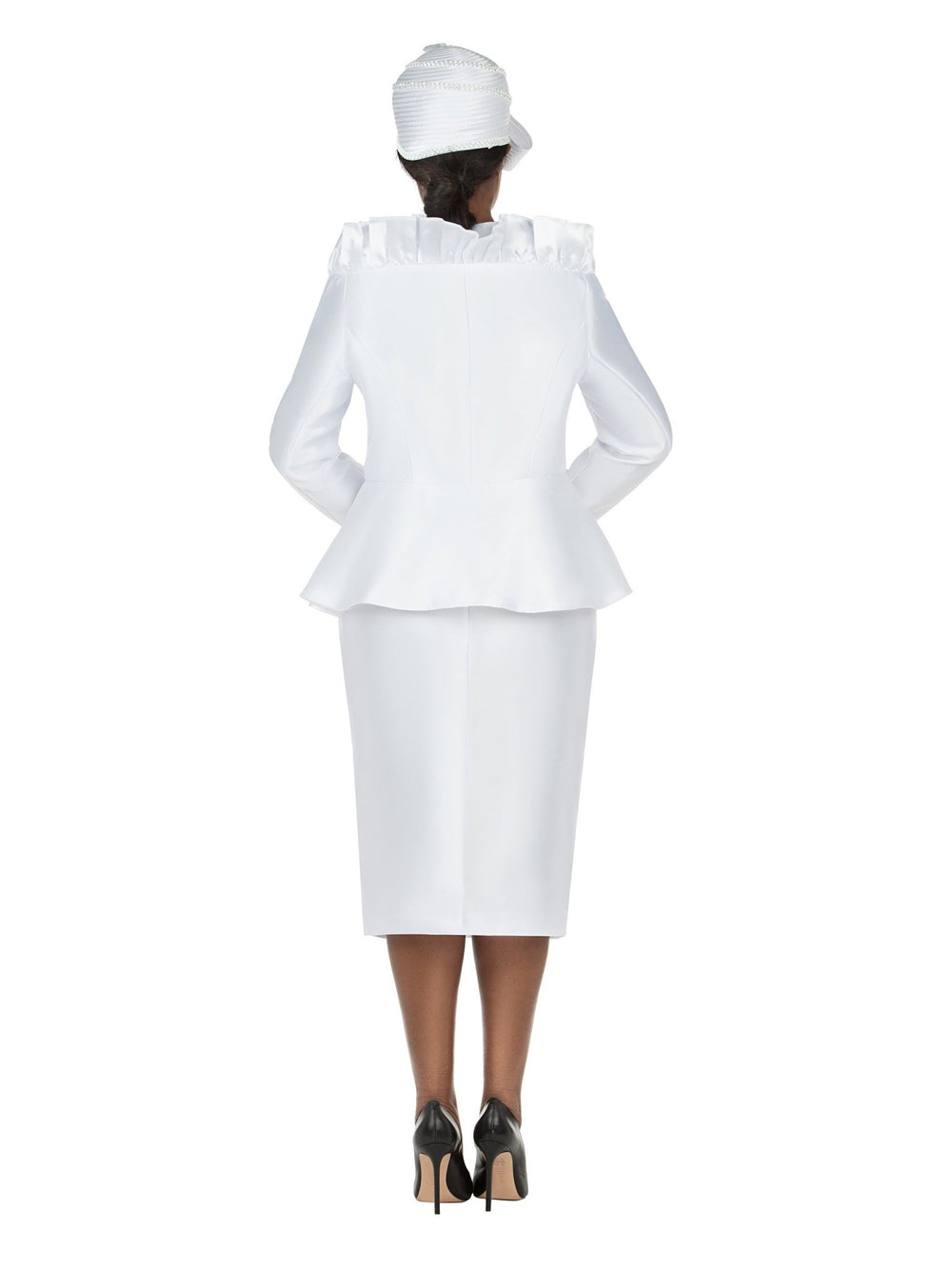2pc Silky Twill Ruffled Neck Suit - Plus - Especially Yours