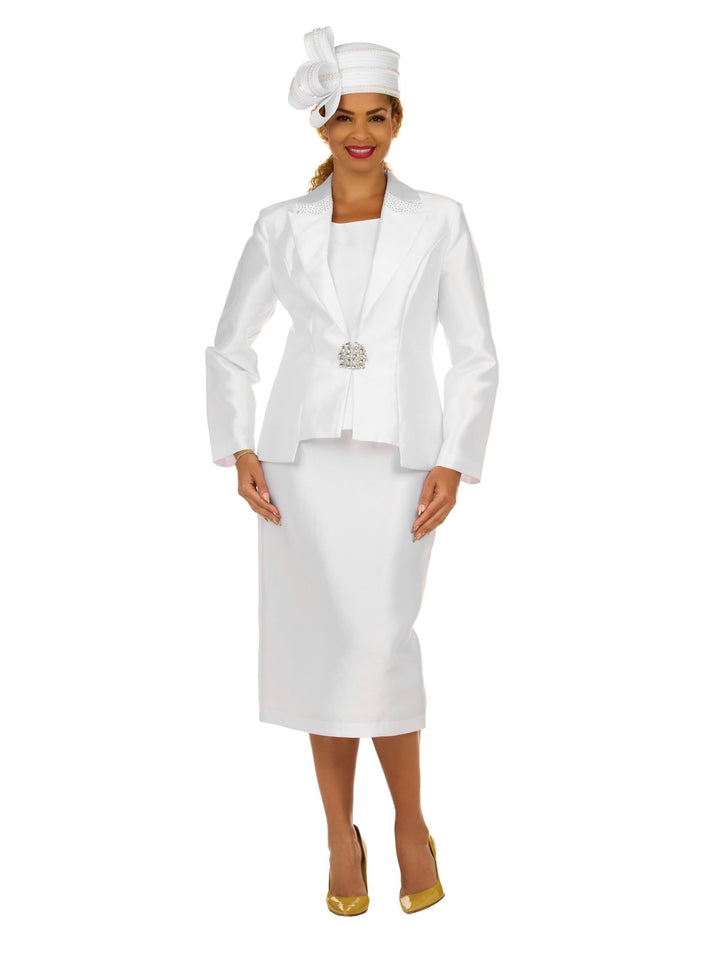 3pc Silky Twl Notch Stoned Collar Skt Suit - Plus - Especially Yours