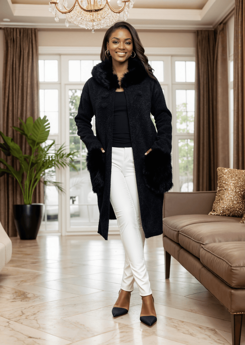 Luxurious Big Button Sweater Jacket - Especially Yours