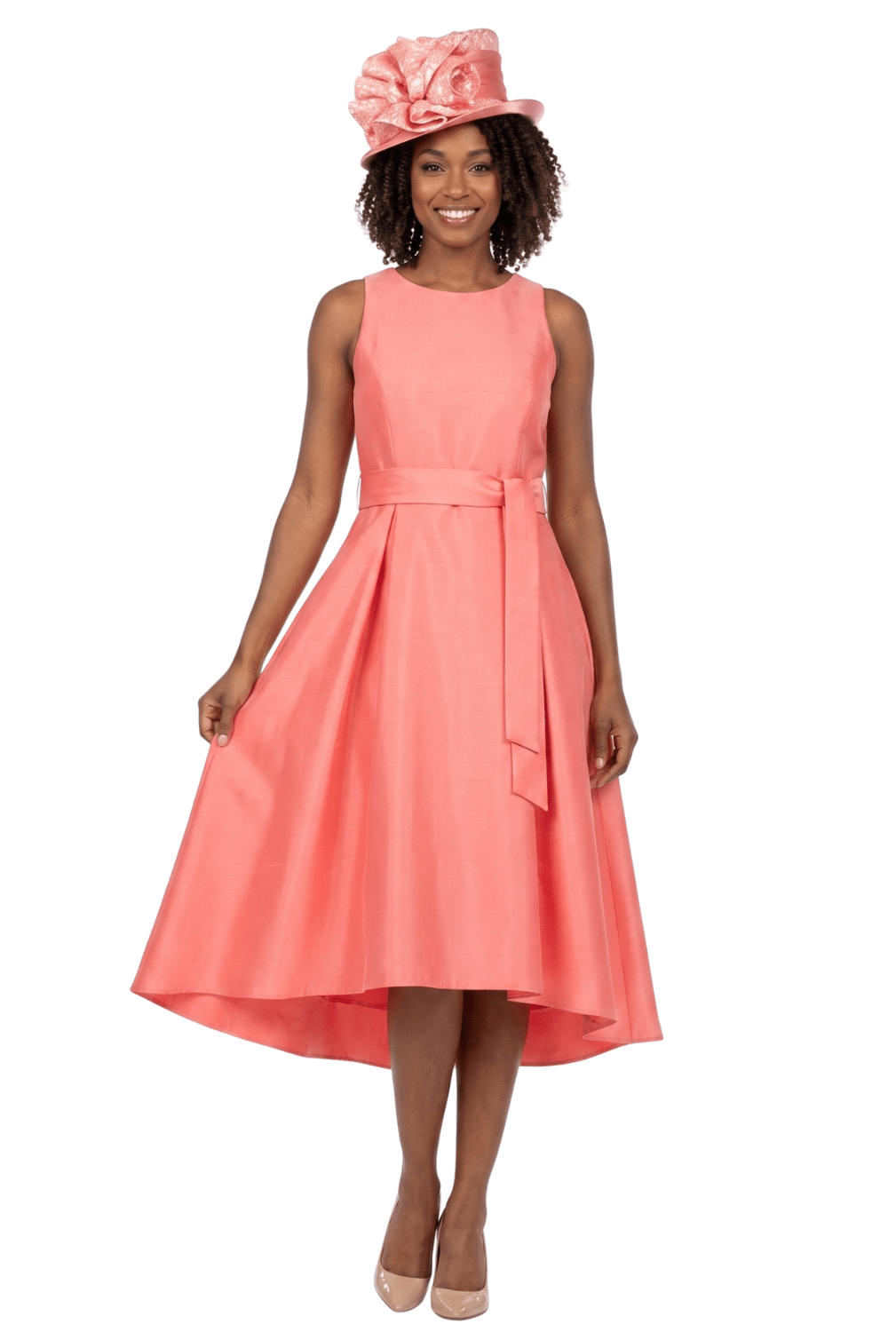Sleeveless Full Flare Hi-Lo Drs w/ Styling Belt - Especially Yours