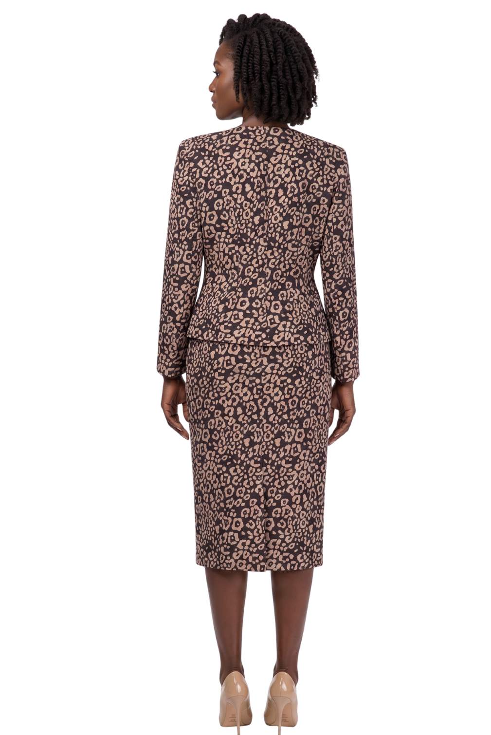 3pc Novelty Skirt Suit w/ Embellished Button