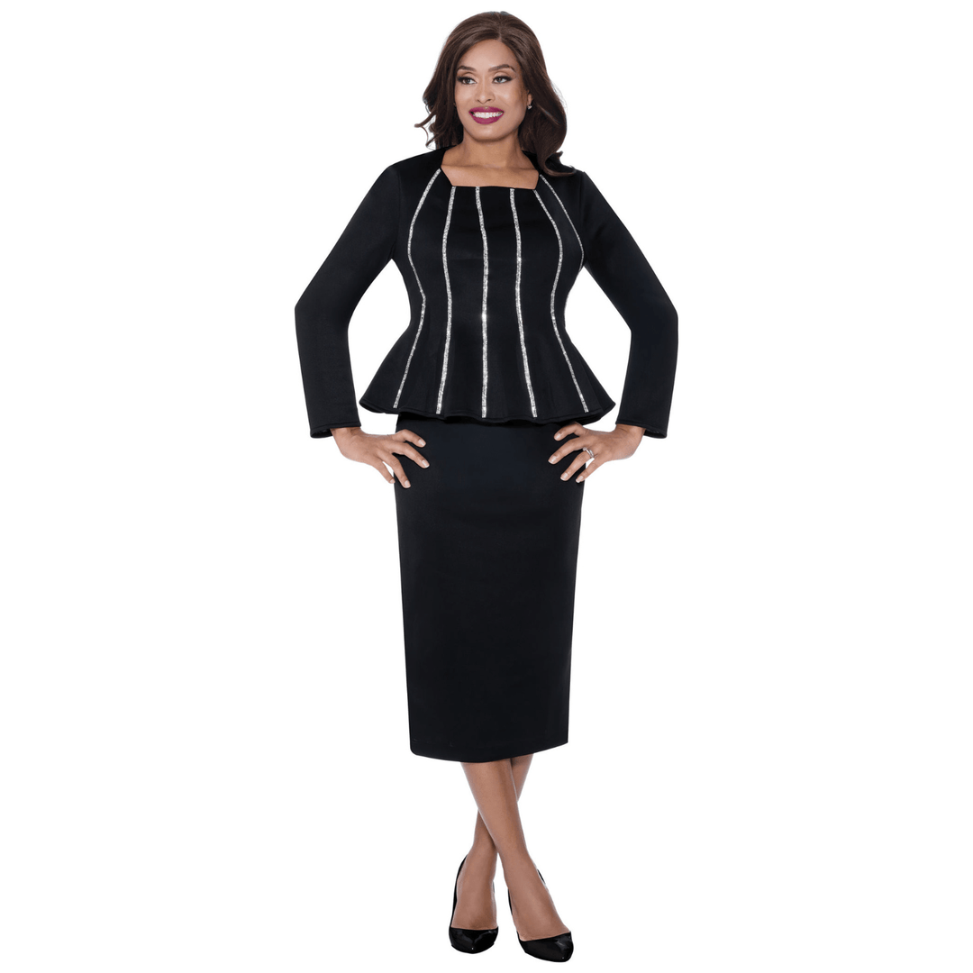 Scuba Skirt Pet with Peplum Top and Rhinestone Vertical Stripes SL600292 - Especially Yours