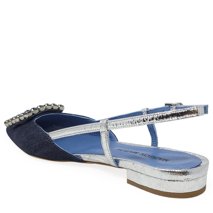 Denim/Silver Sling Back Flat - Especially Yours