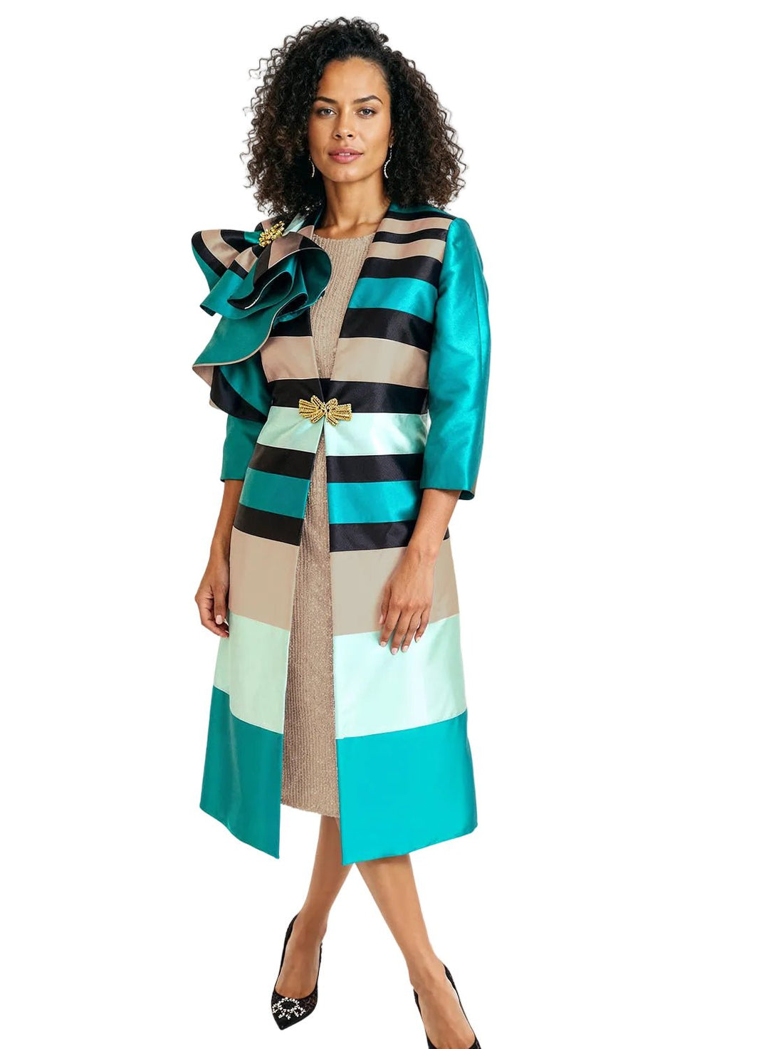 sequin dress and jacket set Donna Vinci – gold and black 2-piece occasion outfit | Especially Yours