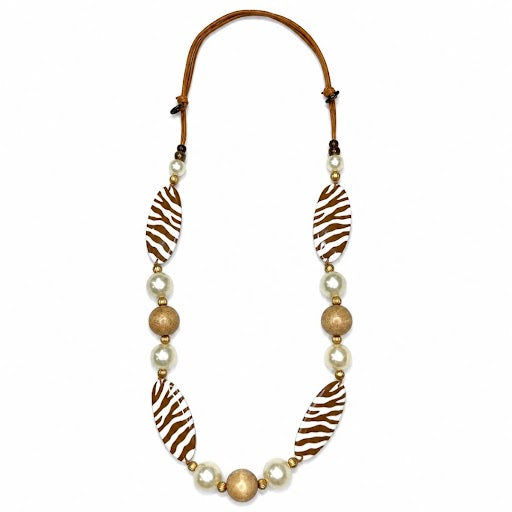 Zebra Print Bead Necklace by Alisha D Jewelry