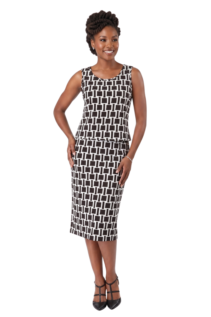 3pc Novelty Skirt Suit w/ Embellished Button