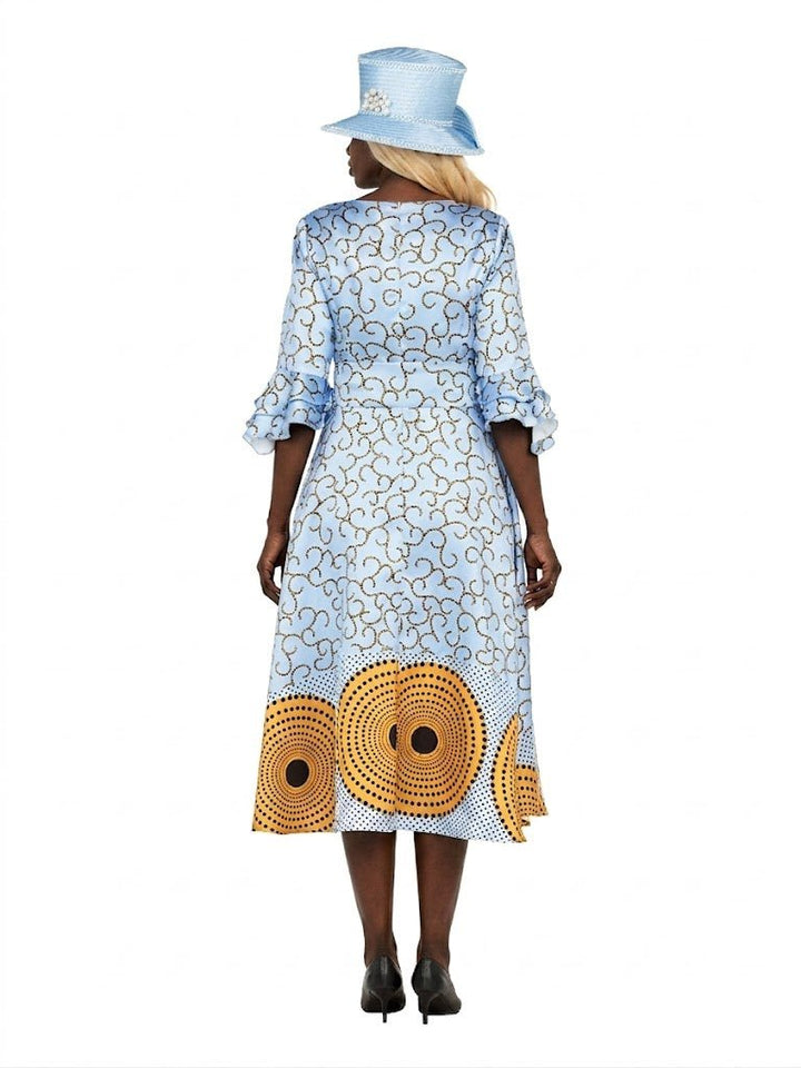 Silky Twill Fit&Flare Drs w/ Belt in Print - Plus - Especially Yours