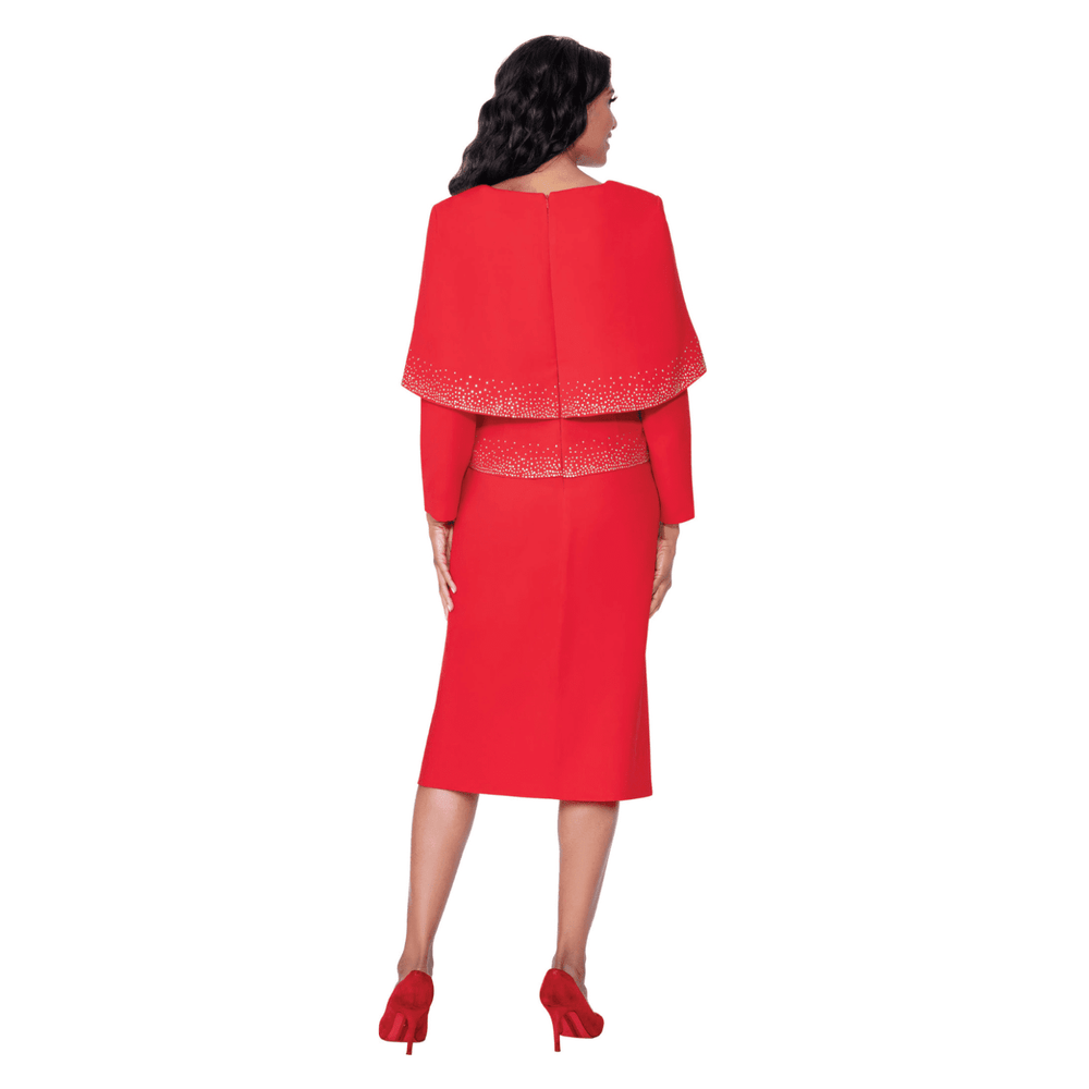 Crepe Skirt Set with Sparkle Trimmed Capelet Top SL600642 - Especially Yours