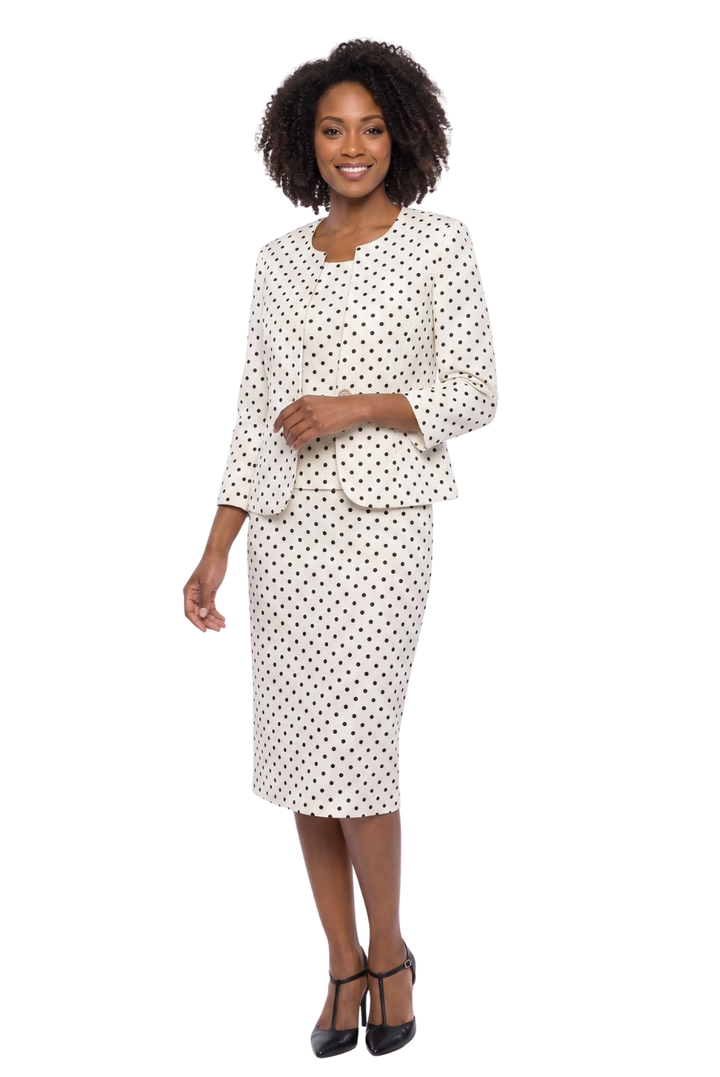 3pc Novelty Skirt Suit w/ Embellished Button - Plus Size