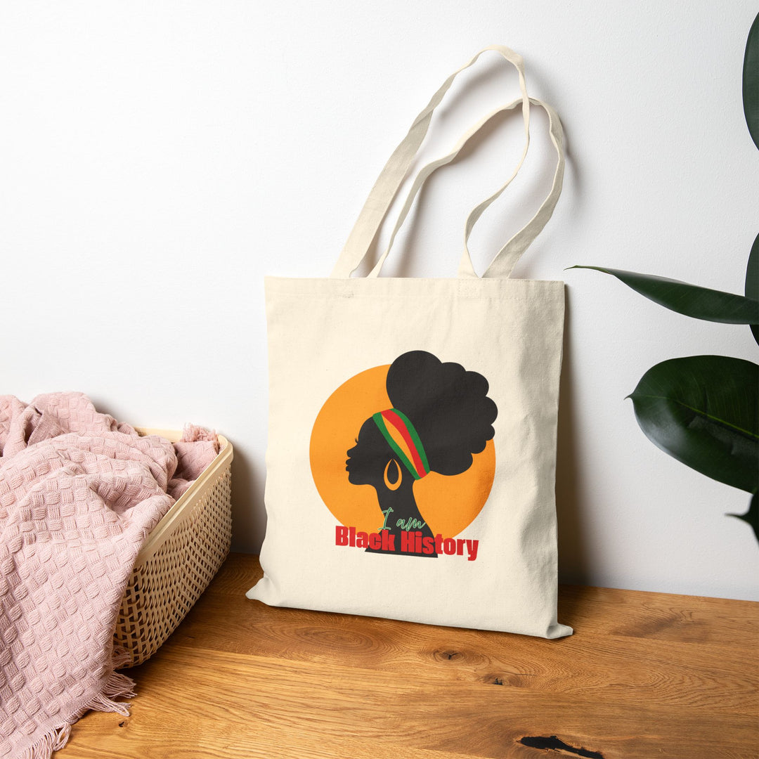 Black History Afro Silhouette Cotton Tote — Heritage Canvas Bag - Especially Yours
