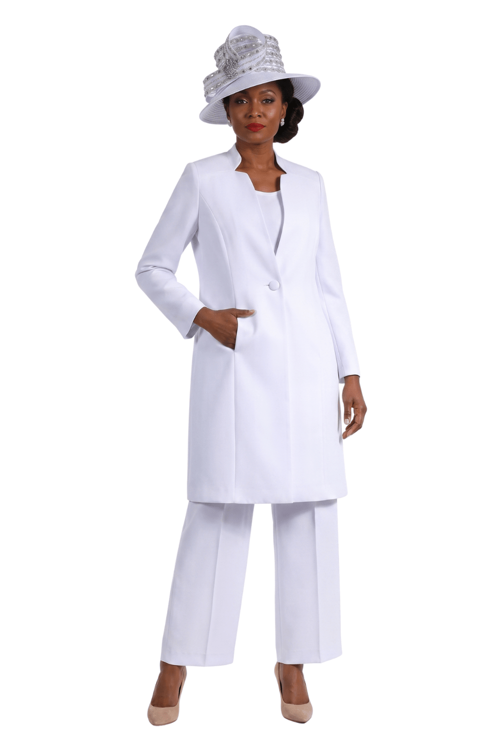 3pc Long Jkt+Cami+Pants Suit - Plus - Especially Yours