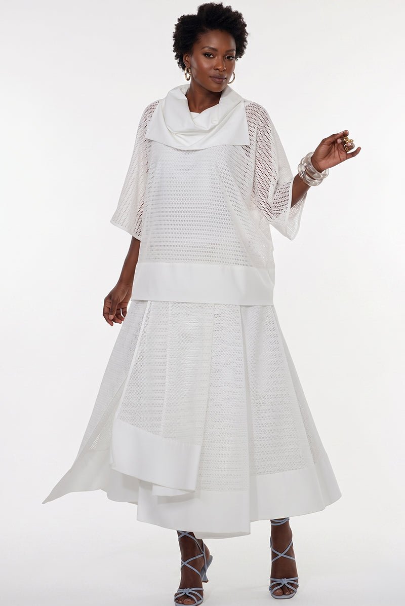 Mesh Cowl Neck Skirt Set by Love The Queen - Especially Yours