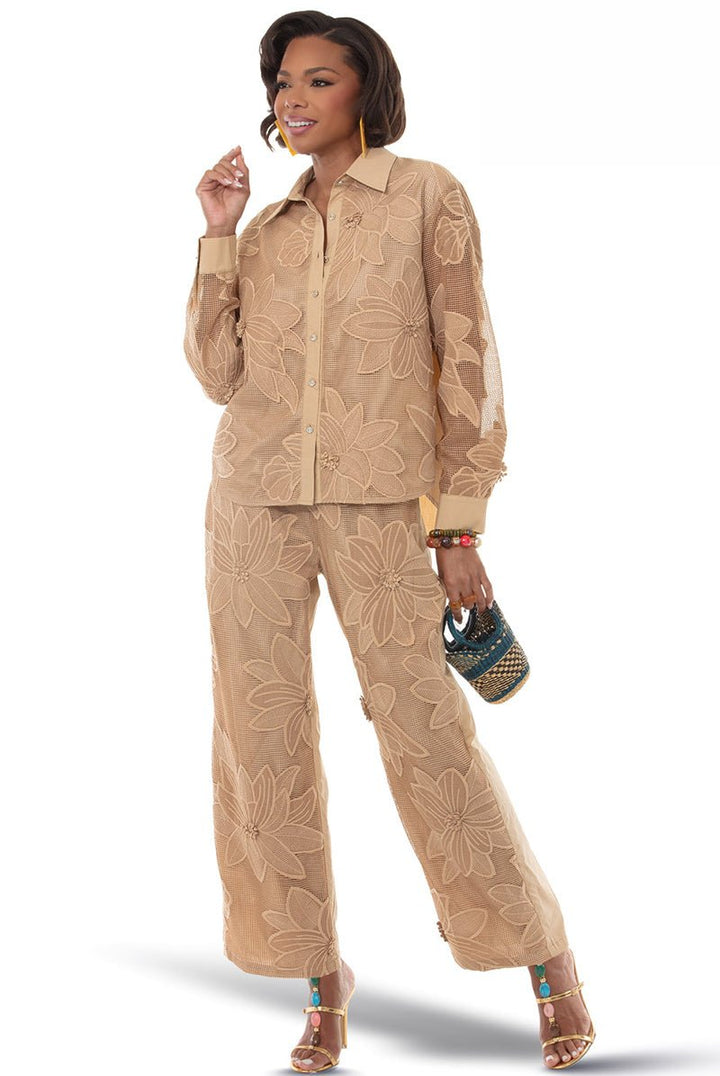 Floral Applique Mesh Pant Set by Love The Queen - Especially Yours
