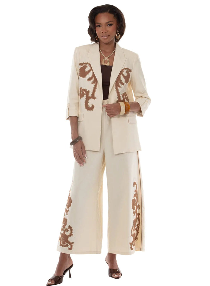 Embroidered Wide Leg Pant Set by Love The Queen - Especially Yours