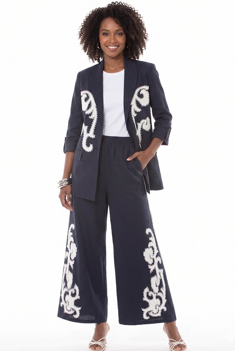 Embroidered Wide Leg Pant Set by Love The Queen - Especially Yours