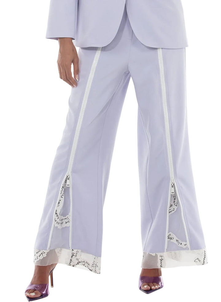 Zip Front Script Panel Wide Leg Pants by Love The Queen - Especially Yours