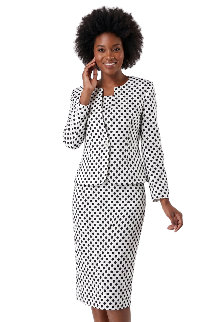 3pc Novelty Skirt Suit w/ Embellished Button
