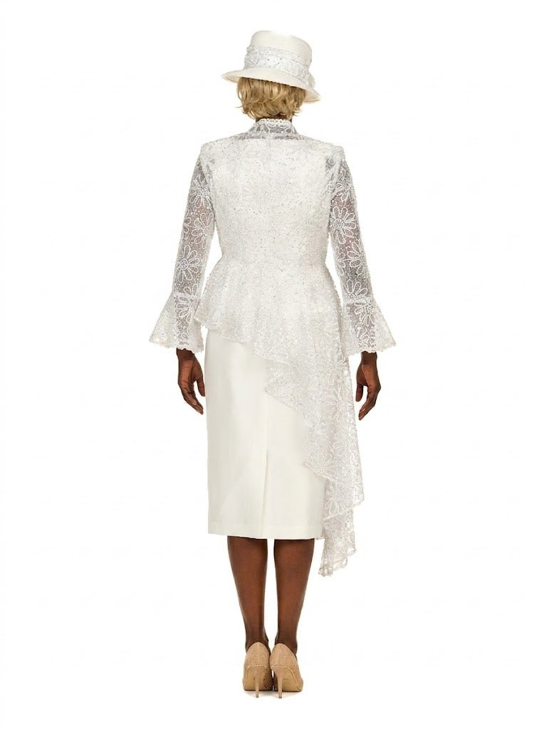 3pc Lace Peplum Skirt Suit w/ Asymmetric Jkt - Plus - Especially Yours