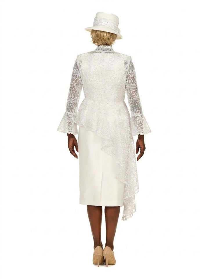 3pc Lace Peplum Skirt Suit w/ Asymmetric Jkt - Plus - Especially Yours
