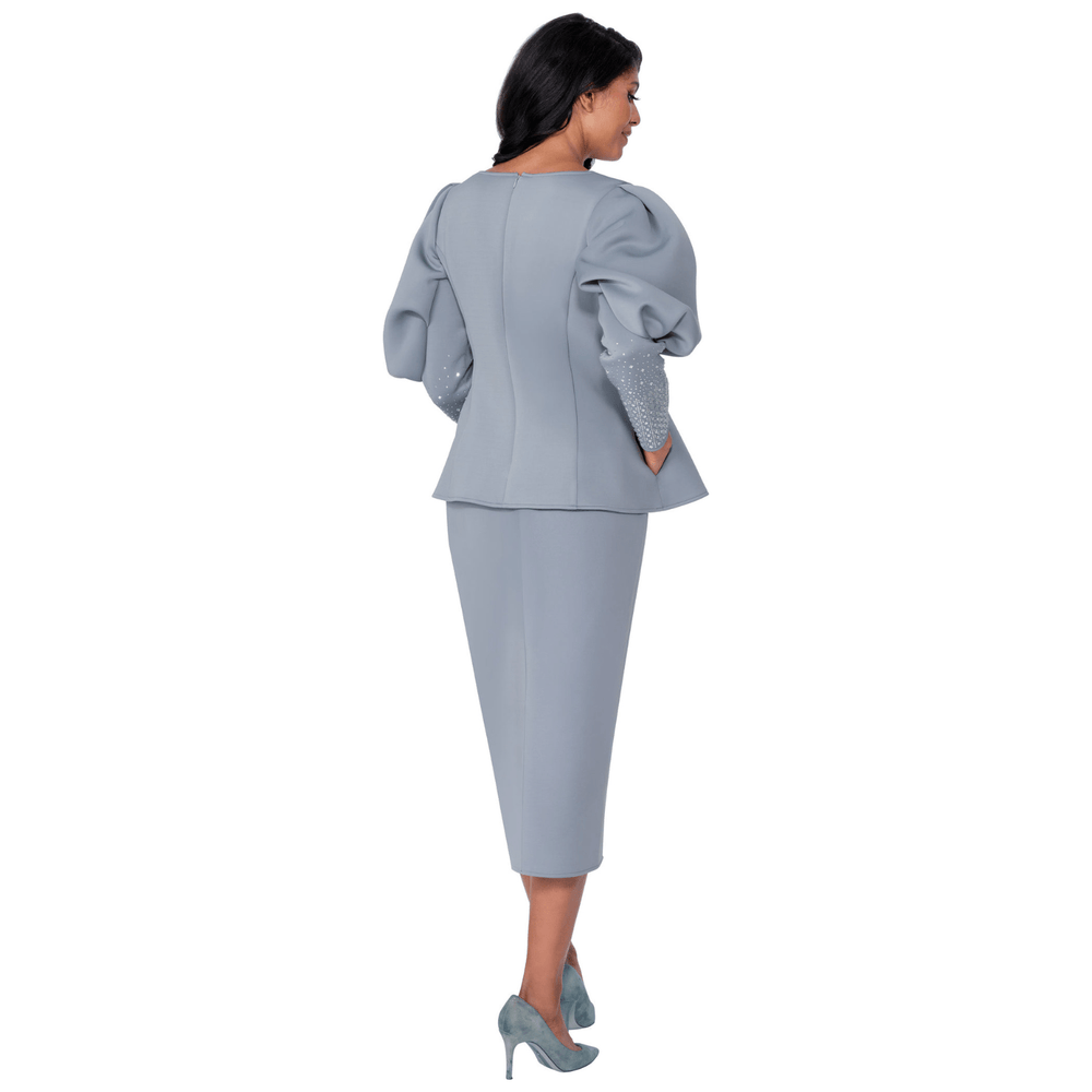 Scuba Fabric Skirt Set with Leg of Mutton Sleeves and Sequins SL600782 - Especially Yours