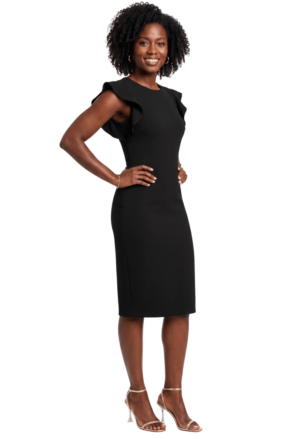 Ruffle Sleeve Sheath Dress by Divine Apparel - Especially Yours