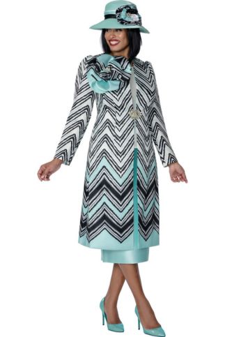 Mint & Black Chevron 2-Piece Duster & Dress Set G401773