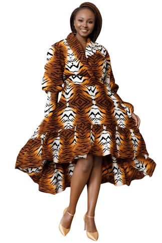 7632R - Julia's Exotic Hi-Low with Ruffle Dress