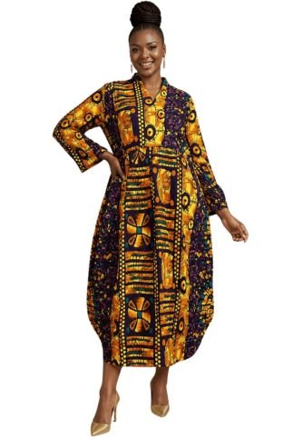 7784 Michelle Authentic Ankara Print Long Dress
