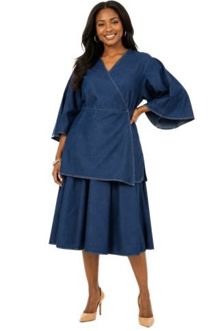 7819 - Denim 2pc Skirt Set