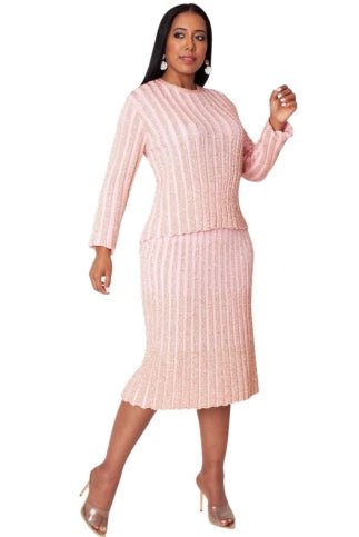 Pink & Gold Shimmer Knit Skirt Suit by Tally & Taylor - Especially Yours
