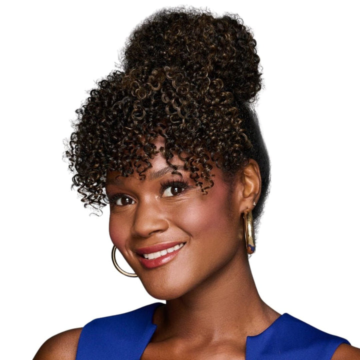 Bombshell Curly Bun and Bangs Hairpiece – Kim Kimble - Especially Yours