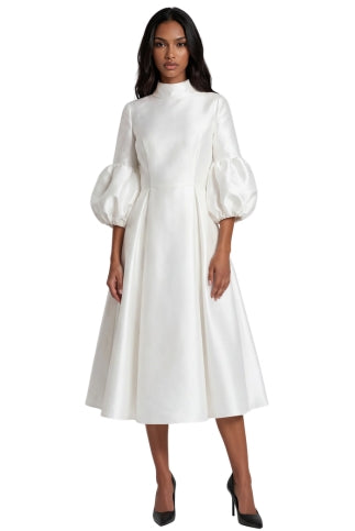 Regal Puff Sleeve Midi Dress - 9871