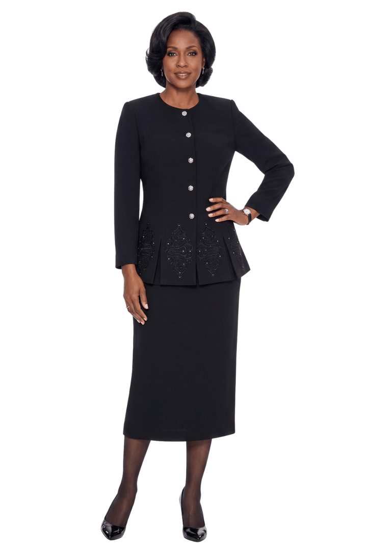 2pc Skirt Suit w/ Multi-Slit Embroidered Jacket - Especially Yours