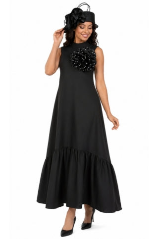 Luxury Flare Dress with Handcrafted Floral Detail