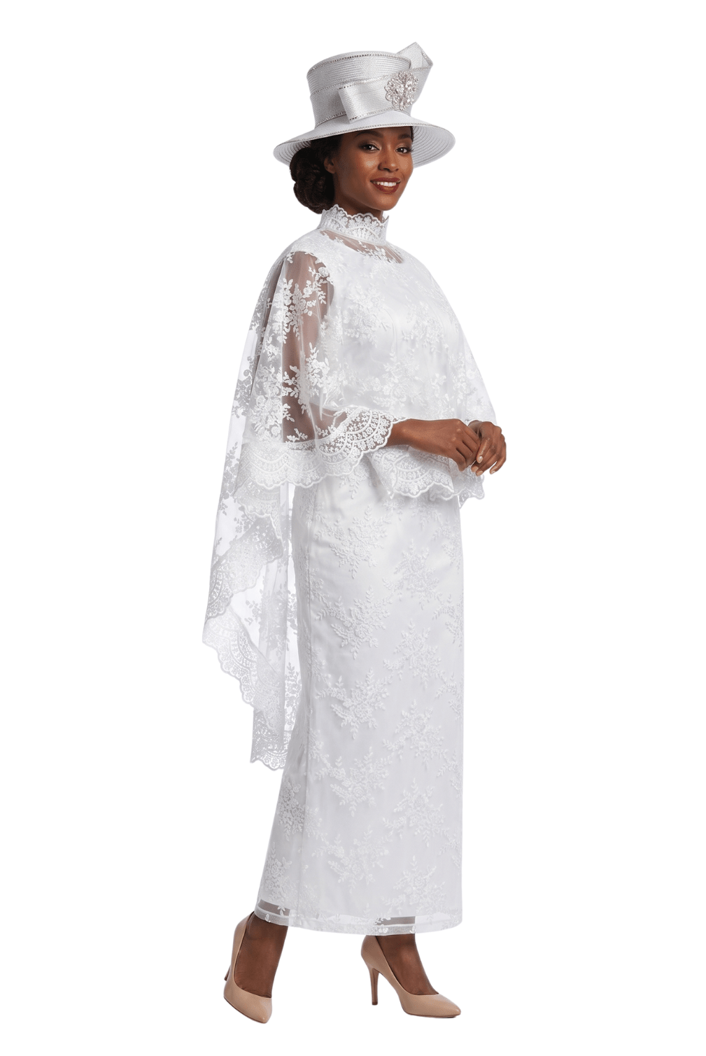 2pc Lux Lace Drs + Stand Collar Cape - Especially Yours
