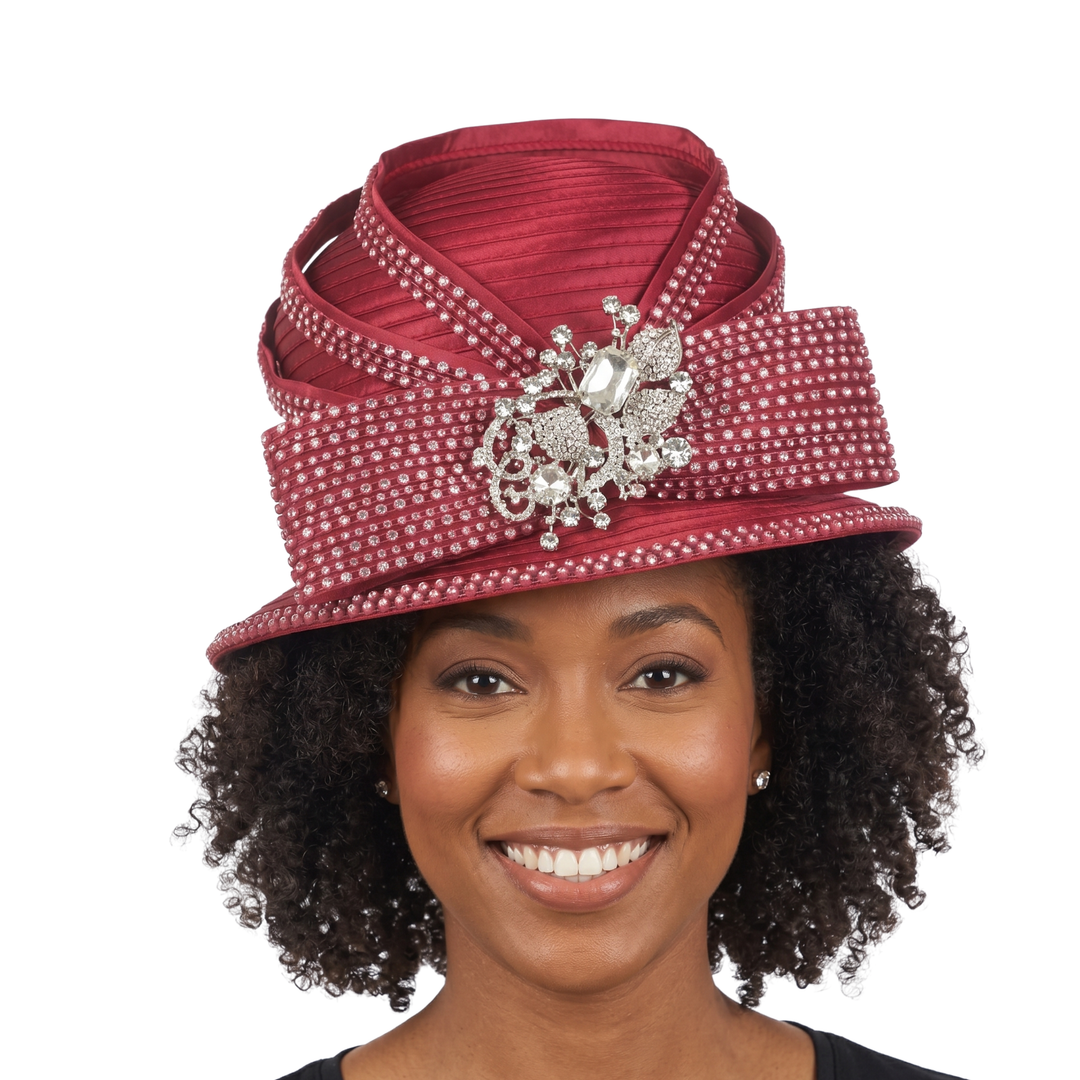 Small Brim Hat w/ Rhinestone Decor