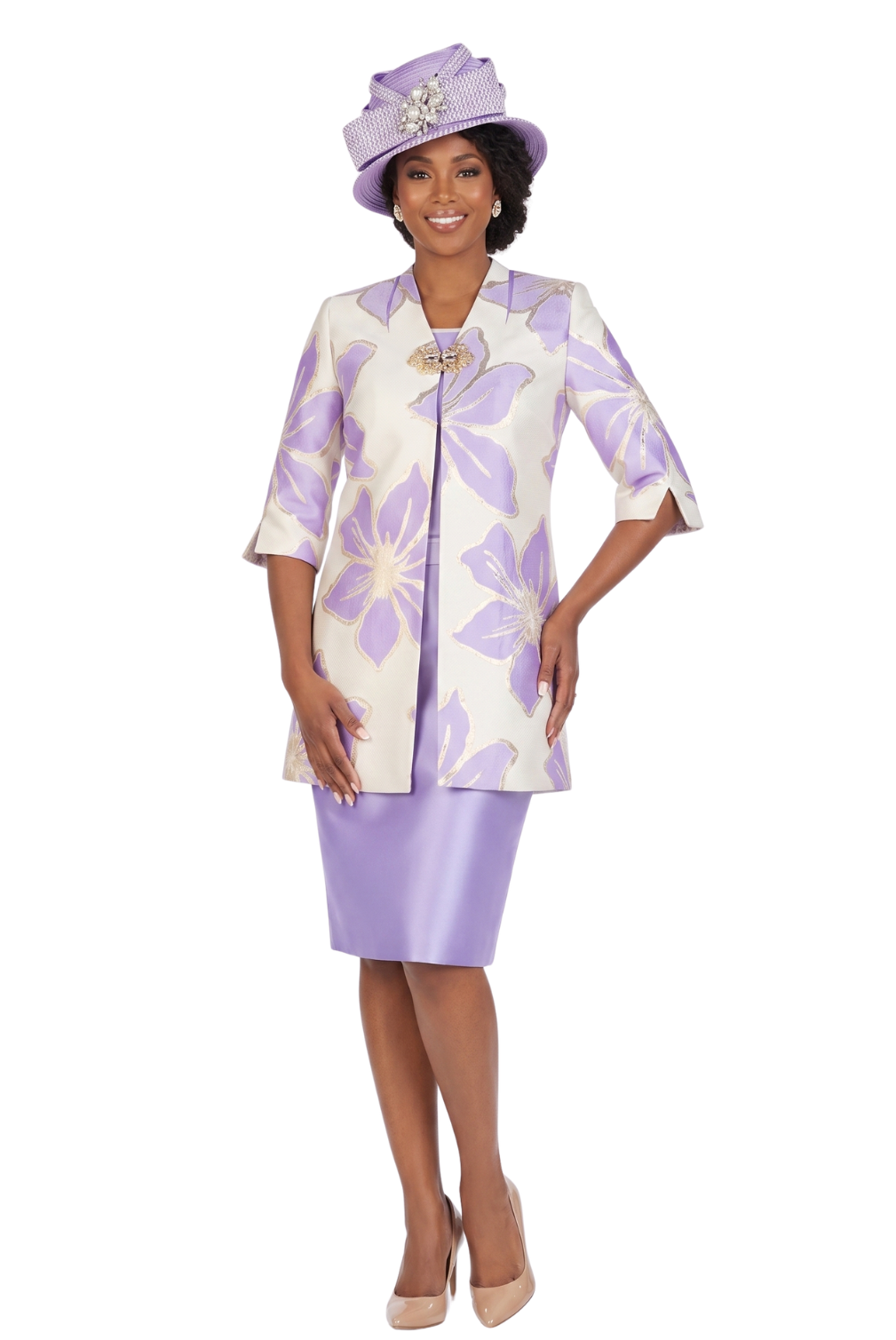 2pc Ovsz Flower Long Jkt + Solid Dress Set